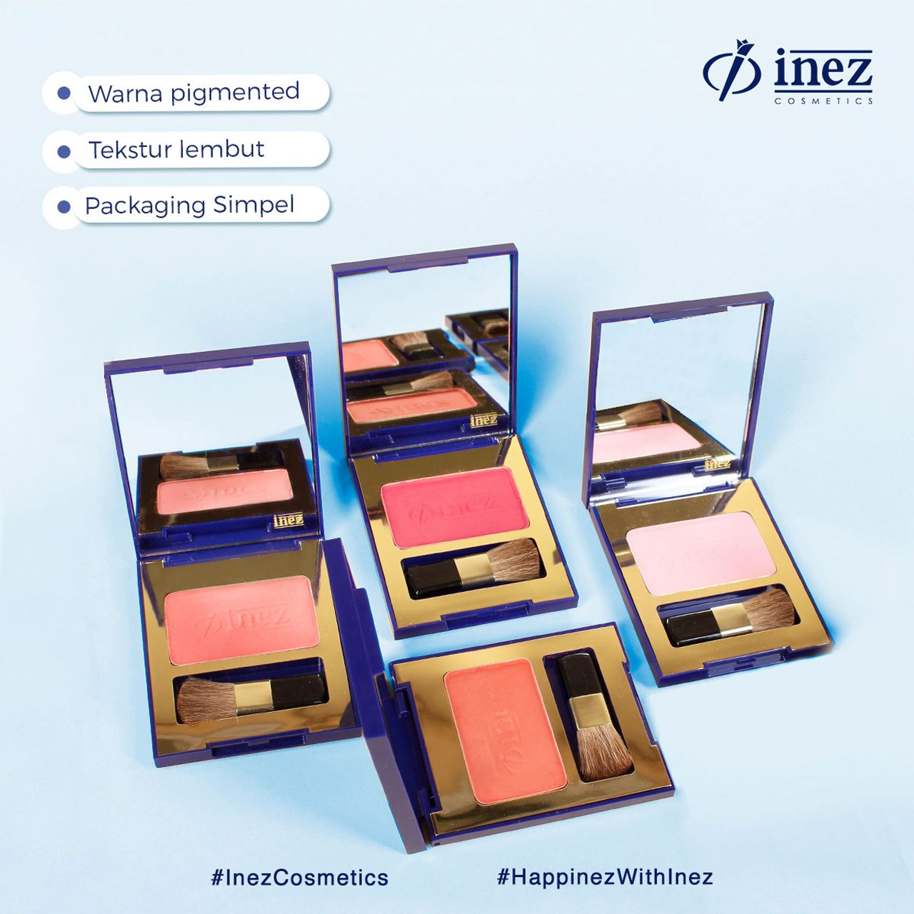 INEZ Blusher With Brush Color Contour Plus Blushon - Gambar 2