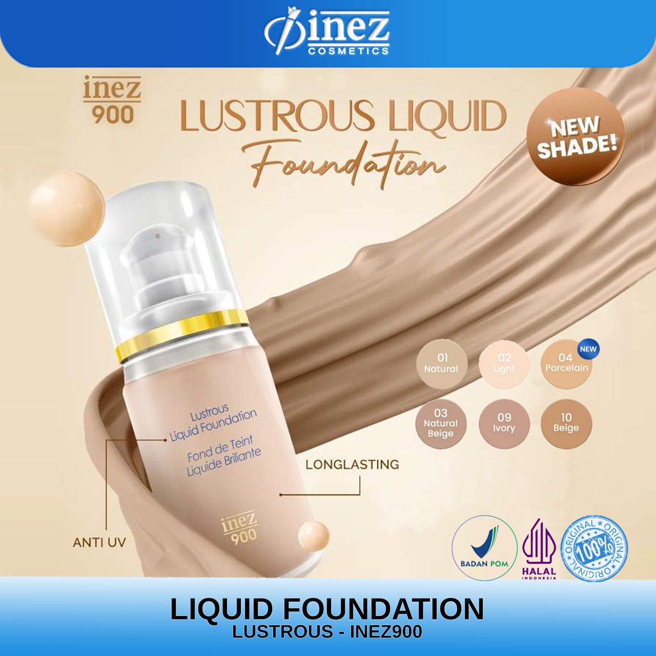INEZ Lustrous Liquid Foundation Inez 900 - Gambar 3