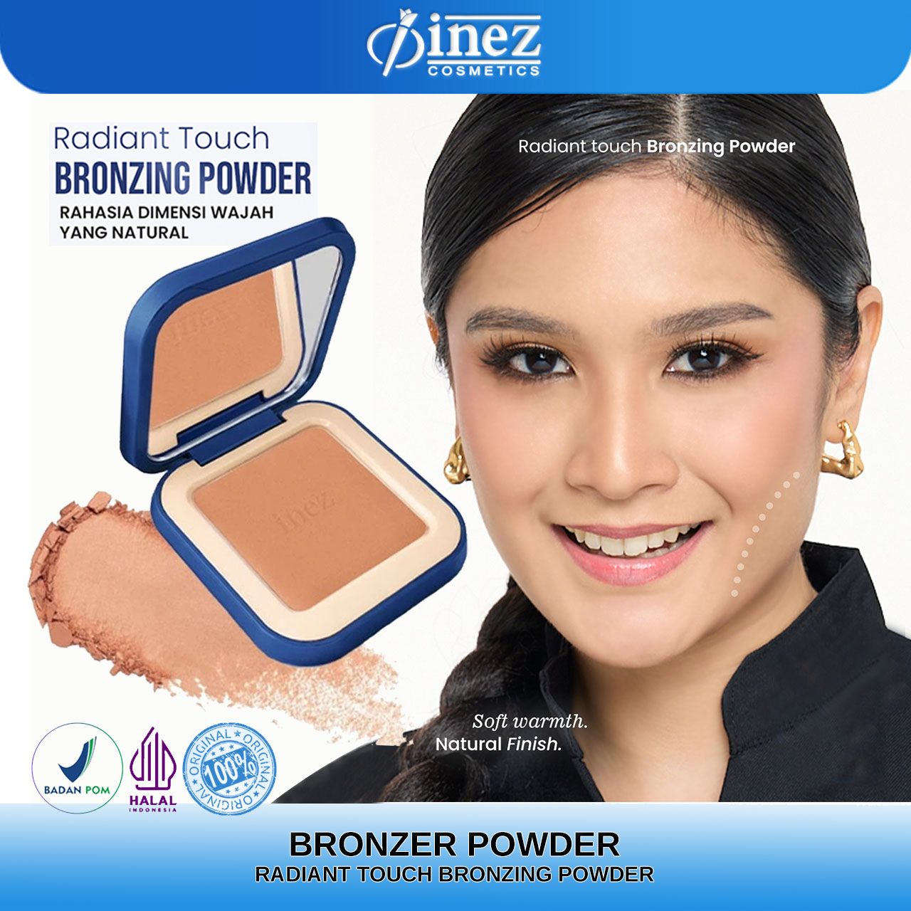 INEZ Radiant Touch Bronzing Powder Makeup Sun Kissed Look