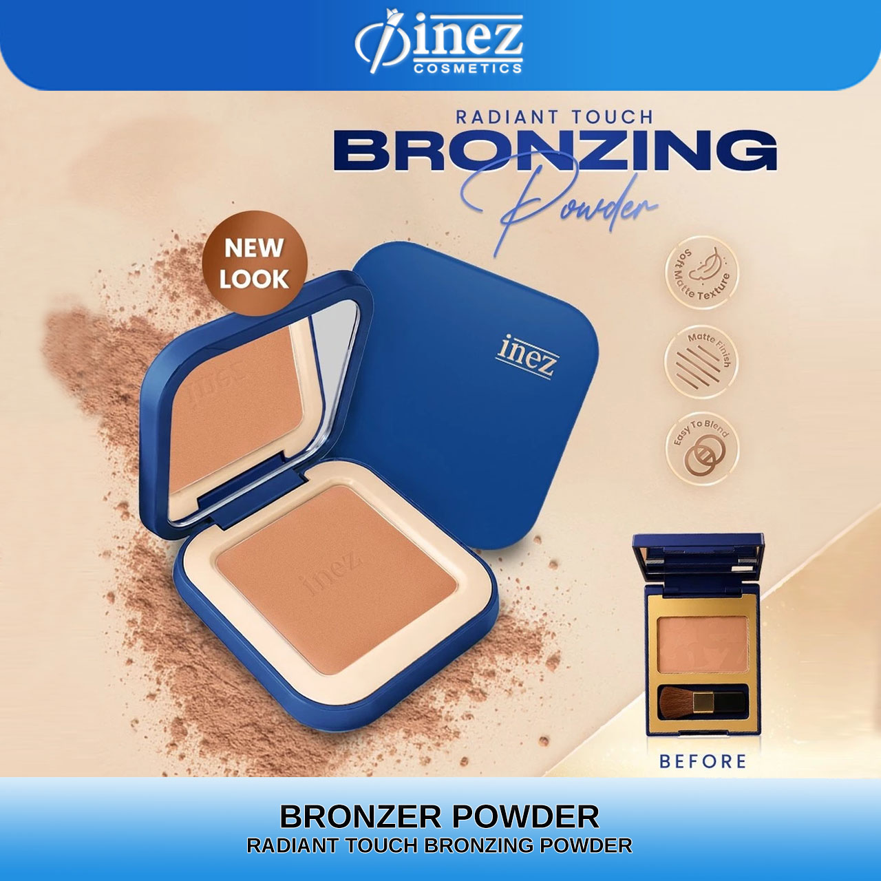 INEZ Radiant Touch Bronzing Powder Makeup Sun Kissed Look - Gambar 2